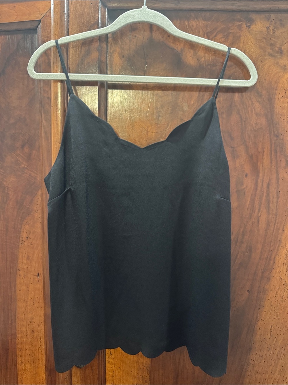 Halogen Black Scallop-Hem Spaghetti-Strap Camisole